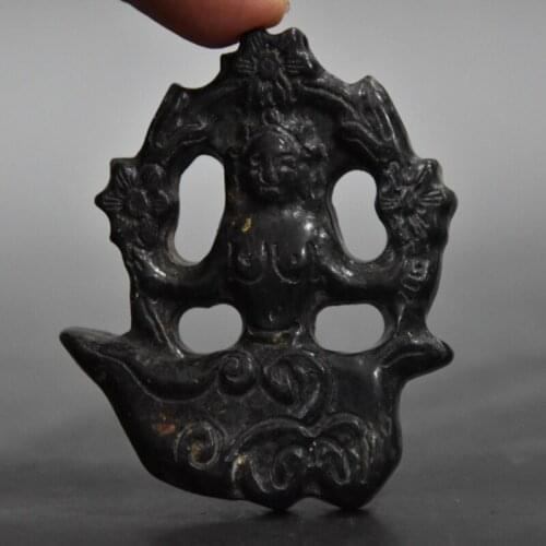 Tibet Hongshan Culture Natural Meteorite Guanyin Bodhisattva Carving Mascot Collection Pendant Accessories Decoration Buddha