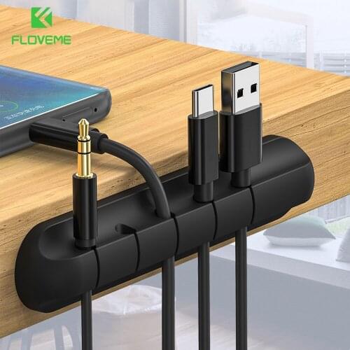 FLOVEME Universal Cable Organizer Silicone USB Cable Winder Desktop Tidy Management Clips Cable Holder for Mouse Headphone Wire