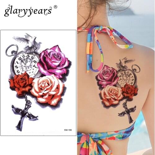 Glaryyears 15*21cm Temporary Tattoo Sticker Fake Tatoo Cross Flash Tatto Waterproof Small Body Art Men Women KM-190