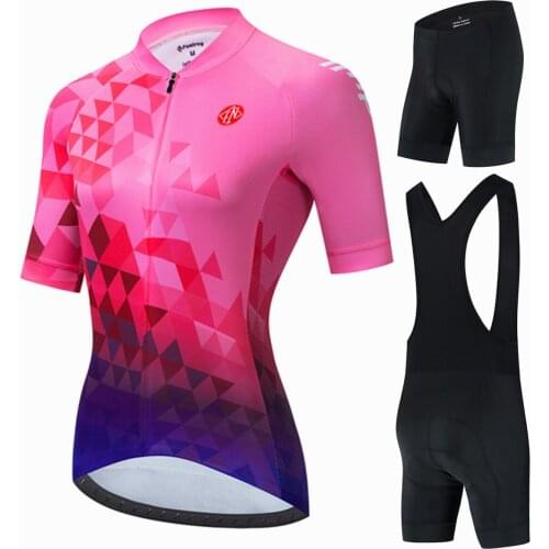 Fualrny Womens Cycling Jersey Set Summer Anti-UV Cycling Bicycle Clothing Quick-Dry Mountain Female Bike Clothes Cycling Set