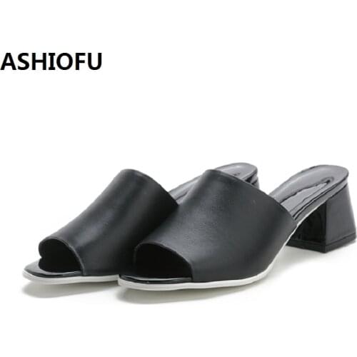 ASHIOFU Handmade Womens Chunky Heel Sandals Peep-toe Sexy Party Prom Summer Shoes Outdoor Fashion Club Evening Sandals Shoes