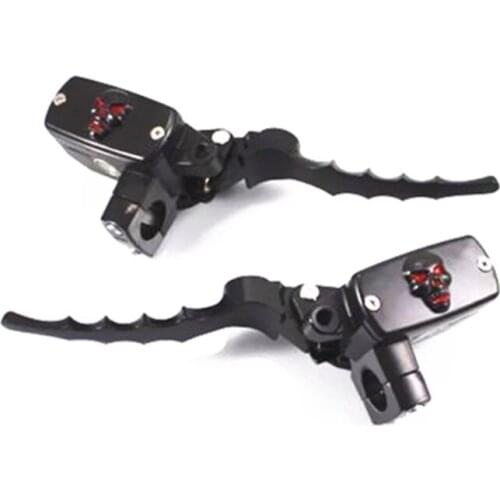 1'' 25mm Black Skull Control Reservoir Brake Clutch Levers Cruiser Chopper Cafe Racer Old School Bobber Touring