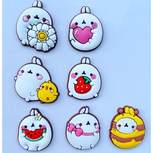10 PCS New Cute Cartoon Soft Gelatin Rabbit, Fruit Animal Flat Back Clippings Hairdressing DIY Dress Center Decoration B22