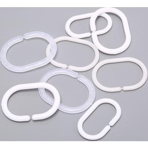 12PCS Shower Curtain Rings Hooks Bathroom Plastic Strong Pole Rail Guide Hanger