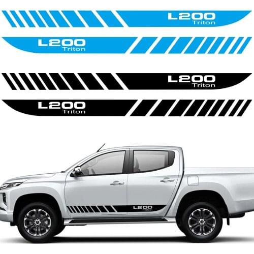 2Pcs Car Long Side Stripes Stickers For Mitsubishi L200 Triton Auto Sports DIY Vinyl Film Styling Decals Car Tuning Accessories