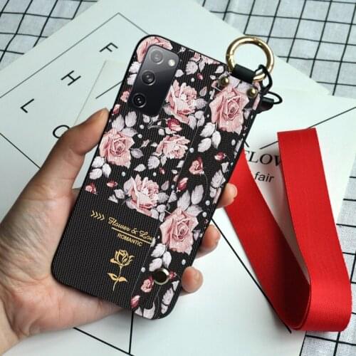 3D Floral Hand Strap Case For Samsung Galaxy S11 Plus S20 FE S11E Silicone Cover With Lanyard For Samsung S20 Lite S21 Ultra