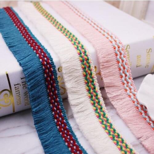 45yds DIY Tassel Lace Ethnic Cotton Fringe Lace Trim Ribbon Fabric Sewing Dress Garment Curtain Decorative Accessories Material