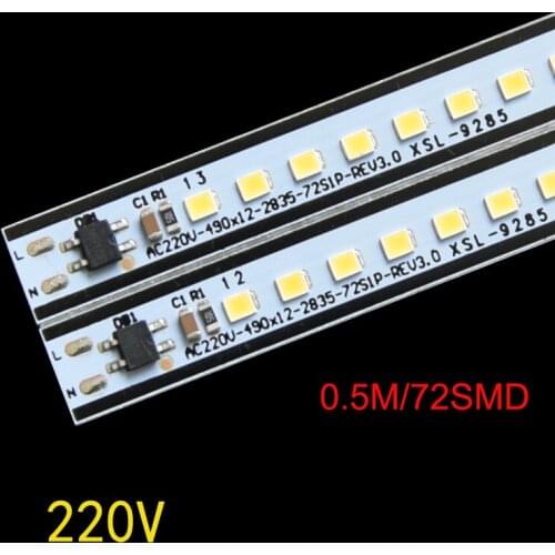 50pcs aluminium led hard strip 2835 0.3m 0.4m 0.5m 72smd LED Bar Light Kitchen cabinet 220V