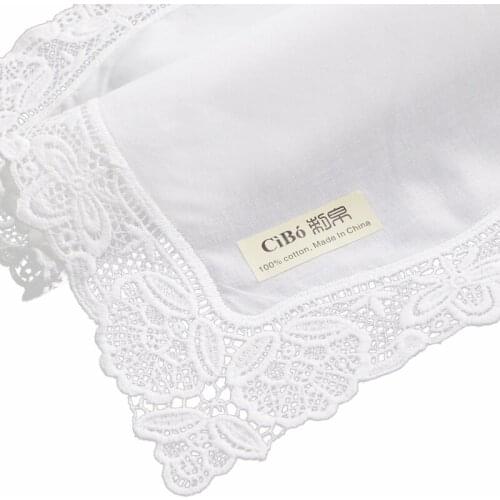 A008 : White premium cotton lace handkerchiefs 120 piece/pack blank crochet hankies for women/ladies wedding gift