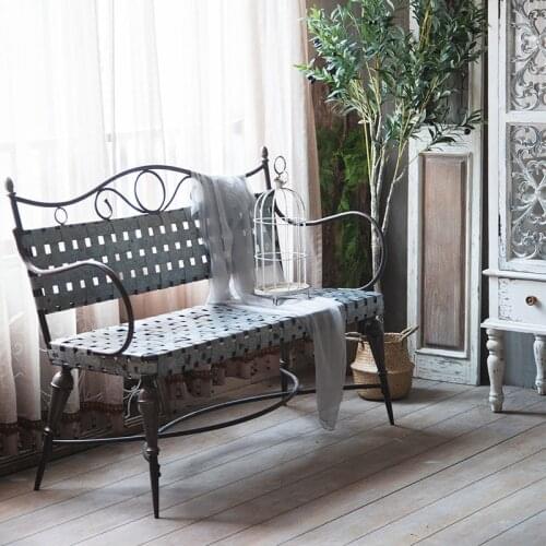 American Wrought Iron Backrest Chair Outdoor Backrest Leisure Long Chair Industrial Style Bar Card Seat Row Chair Home Chair