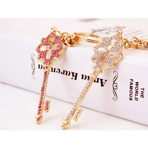XDPQQ Fashion Japanese Key Model Keychain Metal Inlaid Crystal Pendant Ladies Bag Accessories Small Gift 2 Colors