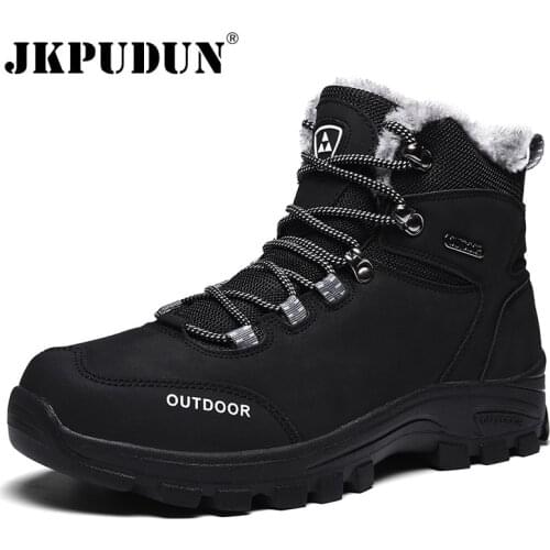 Brand Classic Winter Mens Boots Warm Fur Mens Snow Boots Non-slip Waterproof Hiking Shoes Male Designer Sneakers Zapatos Hombre