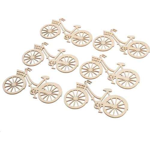 10pcs Wooden Bicycle Bike Cutout Veneers Slices DIY Crafting Ornament Theme Wedding Party Home Decoration Gift