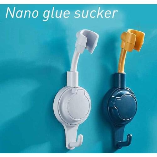 360° Shower Head Holder Adjustable Self-Adhesive Showerhead Bracket Wall Mount With 2 Hooks Stand Bathroom Hrdware