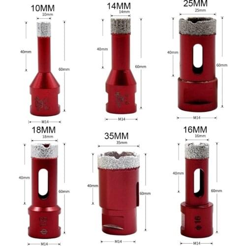 6-75mm M14 Vacuum Brazed Drill Bit High Hardness Hole Saw Cutter for Marble Tile 193B