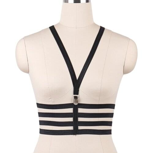 JLX.HARNESS 90s Fetish Wear Body Harness Sexy Elastic Cage Bra Adjustable Open Chest Bra Elastic Crop Top Bondage Harness O0002