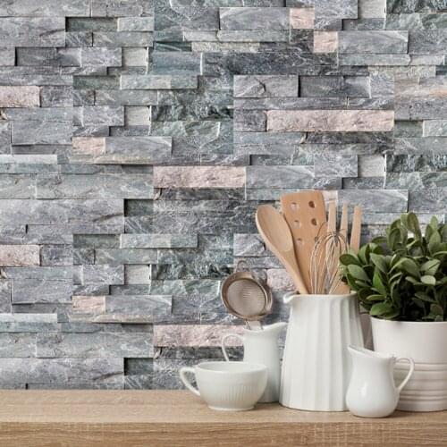 Kitchen Bathroom Tile Stickers PVC Imitation 9PCS Dark Grey Bricks Self-adhesive Bath Kitchen Wall Tile Stair Sticker Non-toxic