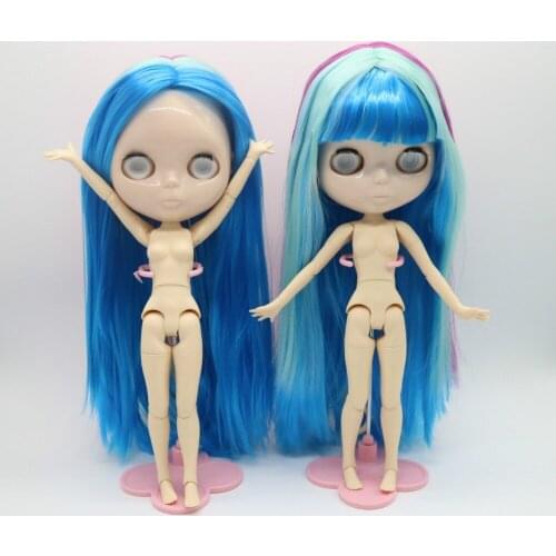 Without eyes chips without make up joint body Nude blyth doll for DIY 20180126 Milticolored hair