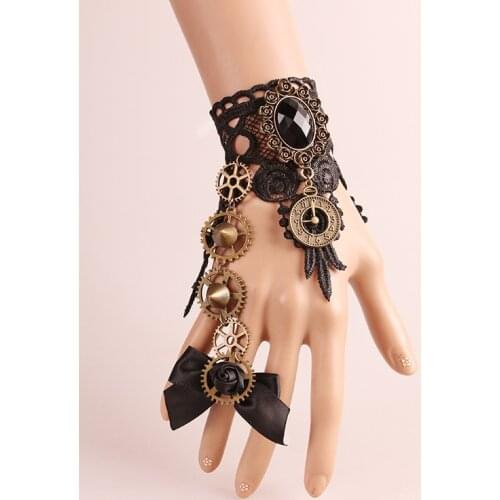 Lolita Halloween Gothic Steampunk Gloves Wrist Cuff Bracelet Anime Costume Accessories Fairy Tail Superheroes Lace Handwear