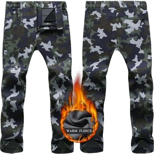 S-5XL Camping Climbing Fishing Trekking Hiking Pant Men Winter Fleece Waterproof Windproof Breathable Pant Sport Hunting Trouser