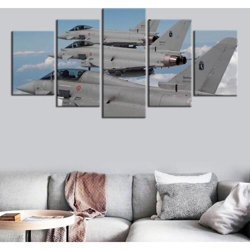 Fighter Group Poster Wall Art 5 Panel Canvas Painting Modular Modern Living Room Home Decoration