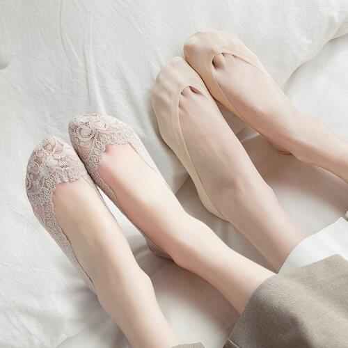 Lace socks Invisible Womens summer Anti-slip Short Cotton cute 5 pairs fashion Ankle woman 2021 trends sexy transparent socks