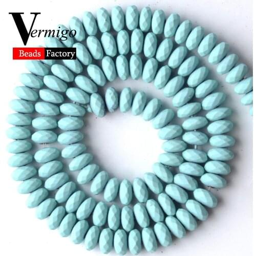 Wholesale Light Blue Nanotech Rubber Hematite Stone Beads For Needlework Jewelry Making 6mm Abacus Beads Diy Bracelets 15