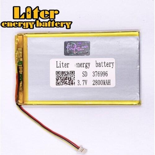 1.0MM 3pin connector 376996 2800mah 3.7V flat rechargeable pure 3.7v lipo battery lithium Tablet PC Battery