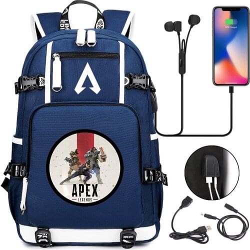 Apex Legends Cartoon Backpack School Bags for Teenagers Casual Unisex Student USB Travel Laptop Shoulders Bags Zipper Bookbag
