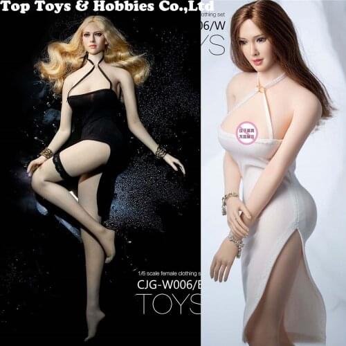 1/6 Scale Sexy Elastic strap dress tight hip skirt for 12inches large bust S04B body fit KT004 girl head