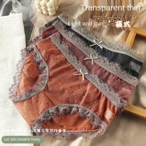European Style Sexy Panties Womens Cotton Underwear Sexy Lace Panties Mid Waist Seamless Briefs Fashion Bow Underpants Lingerie