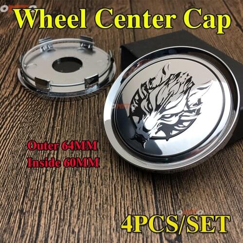 Silvery Wolf Logo Emblem 4PCS/SET 64mm 6.4cm Wheel Hubcap Covers Wheel Center Cap Auto Styling For kuga fusion fiesta transit