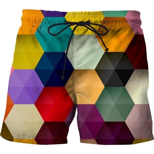 Summer Men Swimming trunks 3D printing Geometric pattern men casual beach shorts male board Short Quick Dry Short Pants