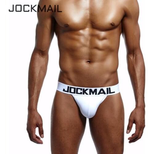JOCKMAIL 6PCS /Lot Men Underwear/G-Strings & Thongs Jockstrap Sexy Triangle Gay Exposed buttocks Hollow Crotch Convex