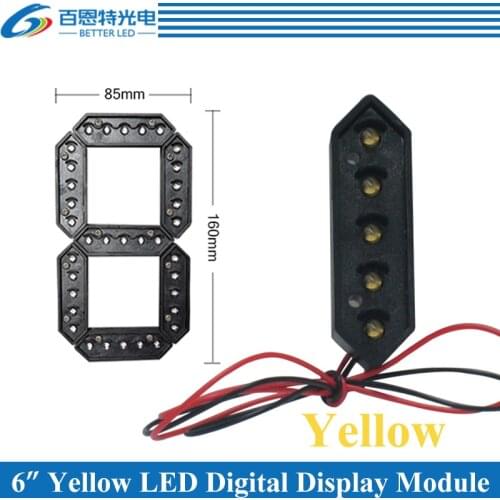4pcs/lot 6" Yellow Color Outdoor 7 Seven Segment LED Digital Number Module for Gas Price LED Display module