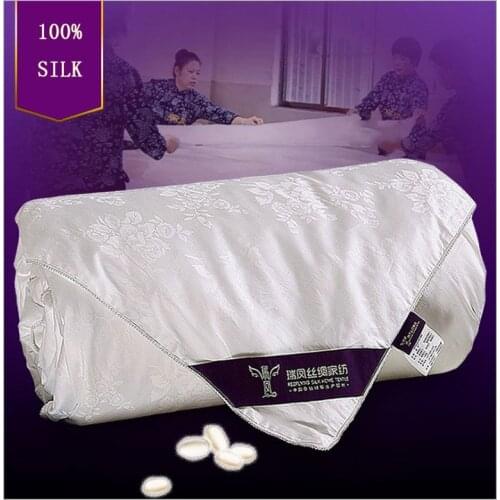 Highest Grade 100% Natural/Mulberry Luxury Silk Quilt/Blanket/Comforter Cotton fabric Duvet for 4 Seasons Double Queen King