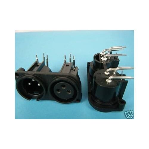 XLR Male + Female Chassis PCB Socket Connector 1075