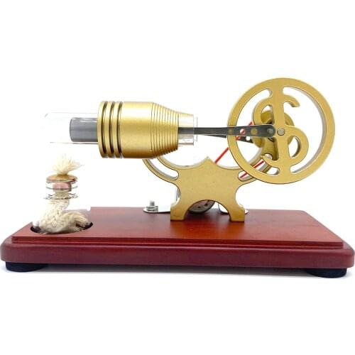 Y-shape Stirling Engine Generator Model Retro Science Educational Toy with LED Lights - Bronze