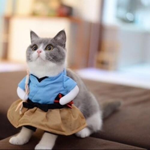 Funny Cat Dog Costume Uniform Suit Cat Clothes Costume Puppy Clothes Dressing Up Suit Party Clothing For Cat Cosplay Clothes