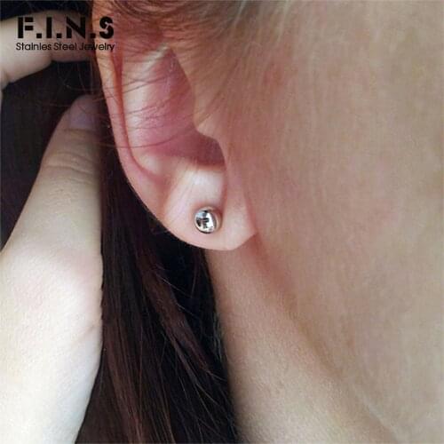 F.I.N.S 8mm Classic Small Ball Stud Earrings for Women Simple Stainless Steel Earrings Korean Fashion Jewelry Accessories Woman
