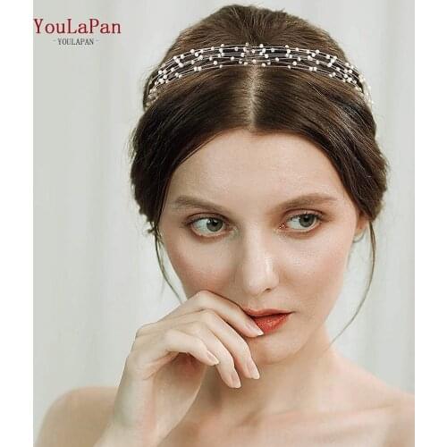 TOPQUEEN Handmade Vintage Wedding Hair Vine Headbands Bridal Hair Accessories Pearl Multiple Surround Braiding Tiara HP28