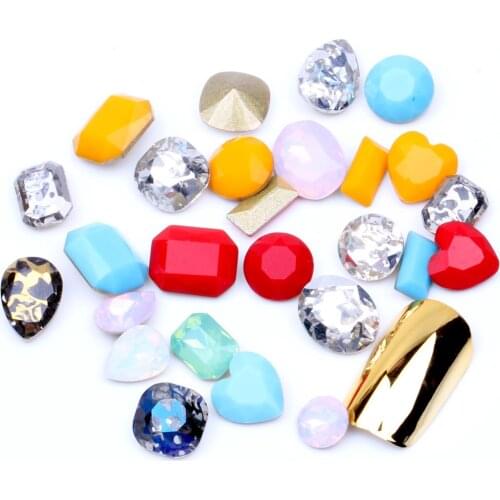 10pcs/pack 5g Randomly Mixed Shape Colors Nail Glass Stone For Nail Art Decorations Pointback Nail Stickers DIY Craft Art Stones