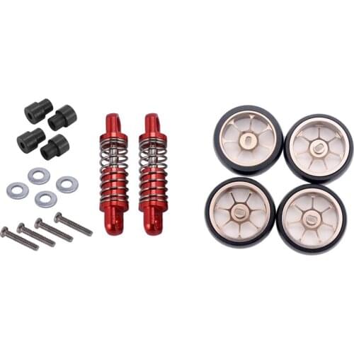 2 Set RC Car Part: 1 Set Alloy Shock Absorber Damper Oil Filled Type & 1 Set 20Mm Metal Wheel Rim Set