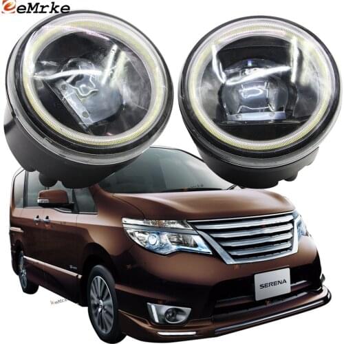 LED Fog Light Cut-Line Lens for Nissan Serena Hybrid (C26) 12.2013 2014-08.2016 Led Angel Eye DRL Daytime Running Lights Front