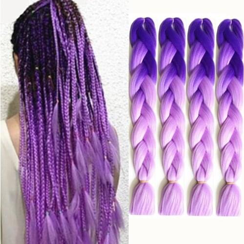 24 Inch 100g Colorful Luminous Jumbo Braiding Hair Pre Stretched Afro Ombre Synthetic Hair Braid Extension For Box Twist Braids