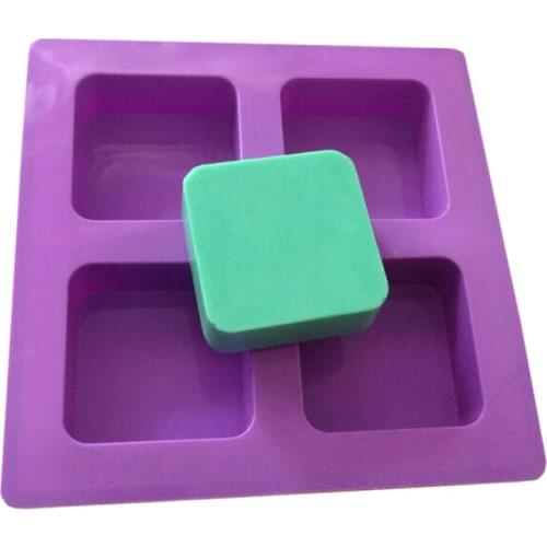 4 Cavity 6.6CM Square Silicone Soap Mold Soap Crafts Moulds Fondant Cake Baking Cooking Tools Bath Room Supplie