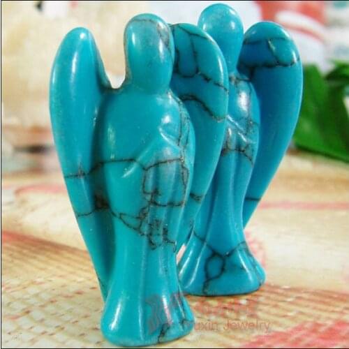 5pcs/lot New Arrival !!! Fashion Beautiful Turquoises stone Angel Charms Statue Carved Angel Figurine With Wing Pendant Pendants
