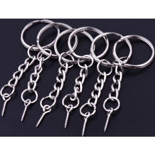 50Pcs Screw Eye Pin Key Chains With Open Jump Ring Chain Extender Eye Pins Split Keyring Jewelry Making Findings