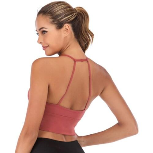 CretKoav 2019 Sexy Beauty Back Bra Fitness Underwear Women Gather Yoga Bras No Steel Ring Thin Shoulder Strap Sports Bra