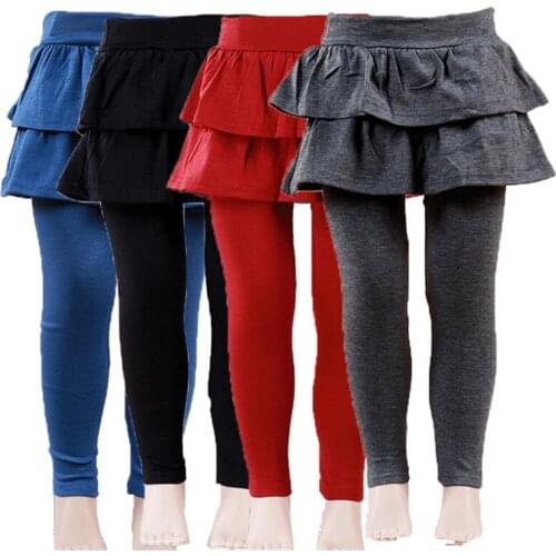 Kids Girls Leggings Skirt-Pants Winter Warm Cake Leggings Childrens Girls Ruffles Pants for 2-8 Year Child